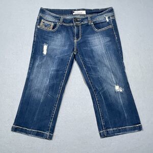 Vigoss Capri Jeans Women Size 9 Thick Stitch Embroidered Distressed